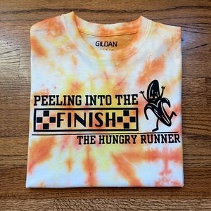 Funny Running Tee Peeling into the Finish Line | Gildan Size Sm Unisex Tye Dye